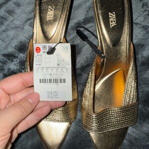 Zara Gold Heeled Sandals